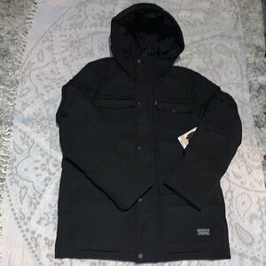 NWT Levi's Full-Zip Snap Closure Quilted Hooded Parka Sz Small